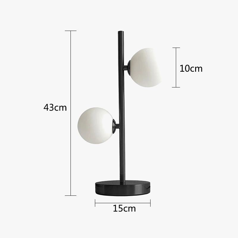 Lampe de table NordLume en boule de verre, design nordique, en fer ou en or