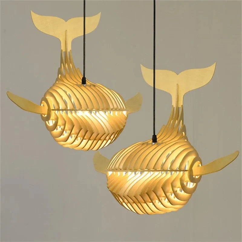 Lampe en bois de baleine: suspension d'art moderne | Marco Lucetti