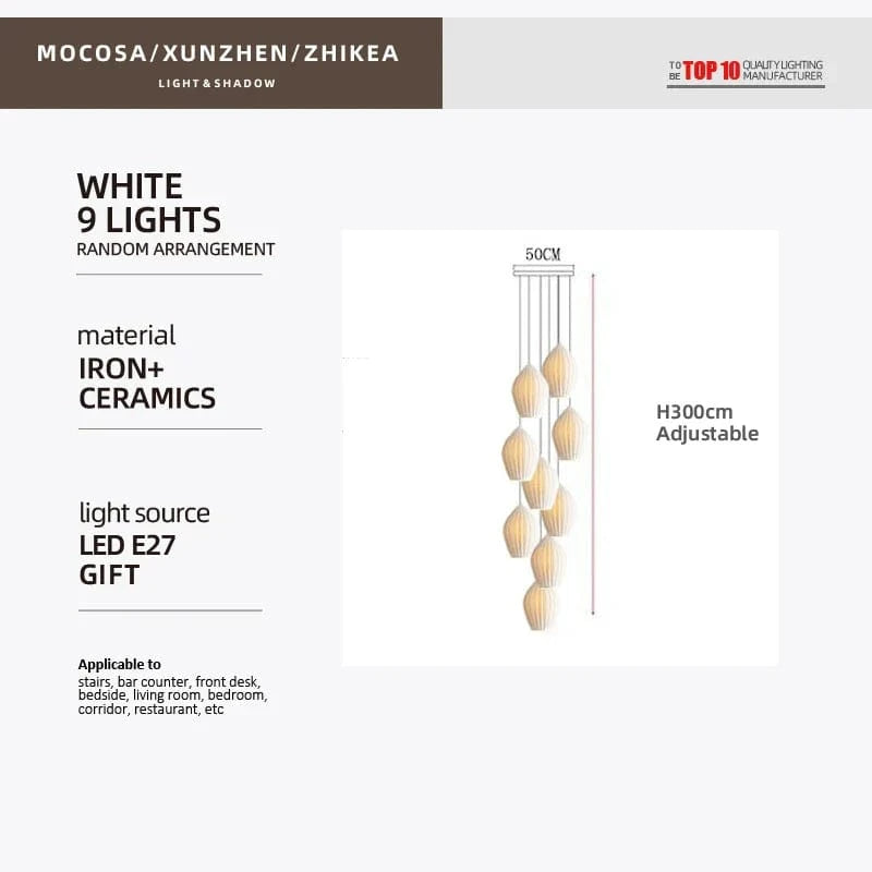 Lampe exclusive pour restaurants | Marco Lucetti 9 tête / Blanc froid / Chine