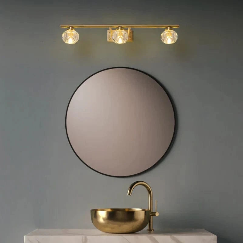 Lampe frontale en cuivre et cristal avec miroir anti-buée, design moderne, Simple. | Marco Lucetti