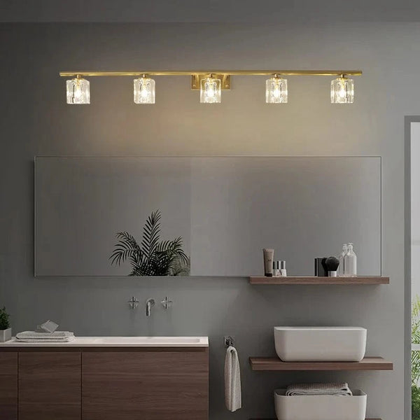 Lampe frontale en cuivre et cristal avec miroir anti-buée, design moderne, Simple. | Marco Lucetti