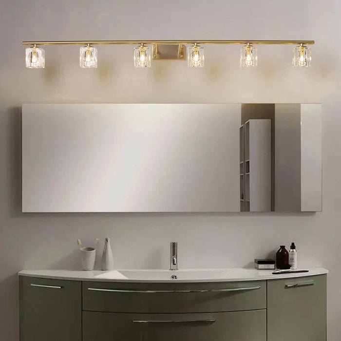 Lampe frontale en cuivre et cristal avec miroir anti-buée, design moderne, Simple. | Marco Lucetti