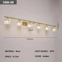 Lampe frontale en cuivre et cristal avec miroir anti-buée, design moderne, Simple. | Marco Lucetti B L120 H15 E18cm