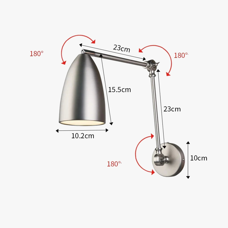 Applique murale LED nordique à bras pivotant