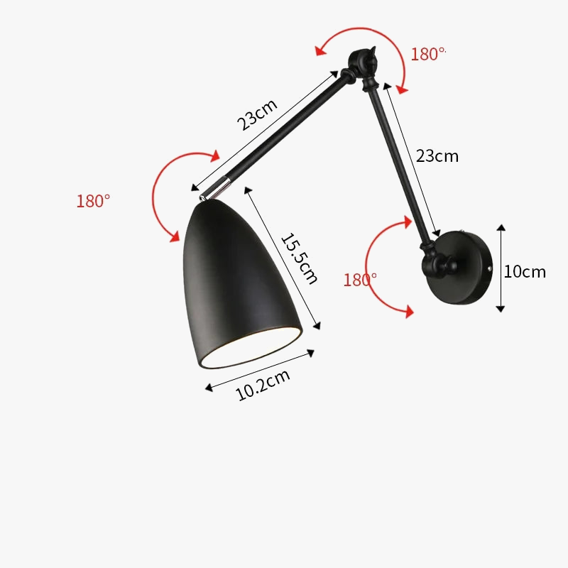 Applique murale LED nordique à bras pivotant
