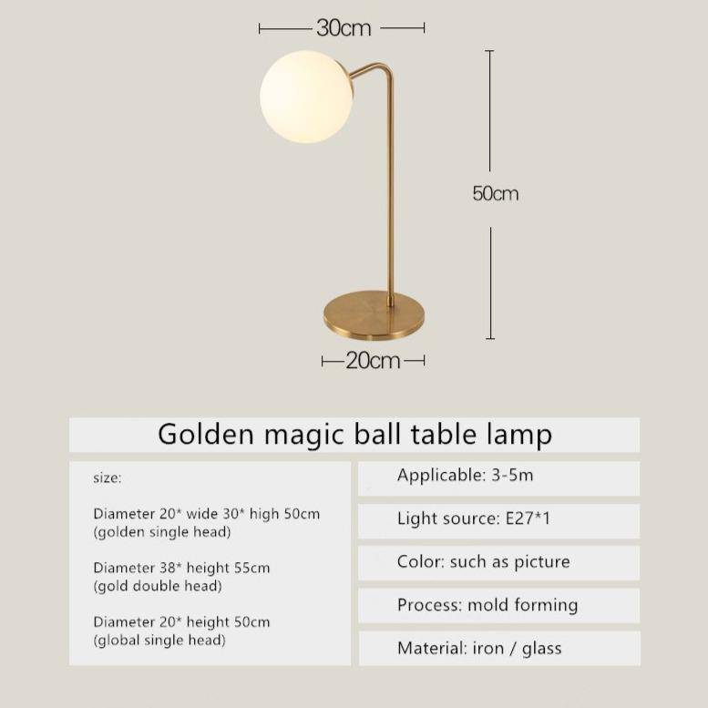 Lampe LED dorée avec boule en verre - Choix de formes | Marco Lucetti