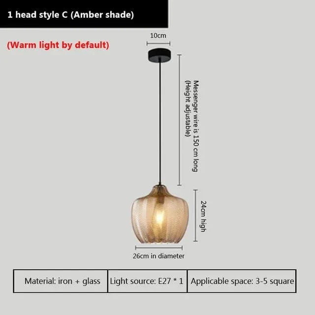 Lampe LED en verre suspendue au design moderne pour intérieur | Marco Lucetti C-Ambre26cm / CHINE