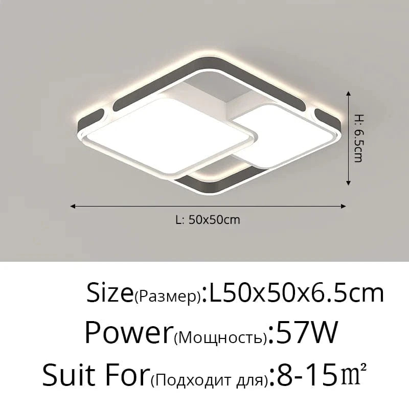 Lampe LED encastrée ronde pour une maison moderne nordique | Marco Lucetti Noir L50x50cm 57W / Luminosité variable