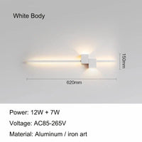 Lampe LED Murale Longue Bande Applique Intérieure - Moderne et Minimaliste | Marco Lucetti 12W Blanc / Blanc froid (5 500-7 000 K).