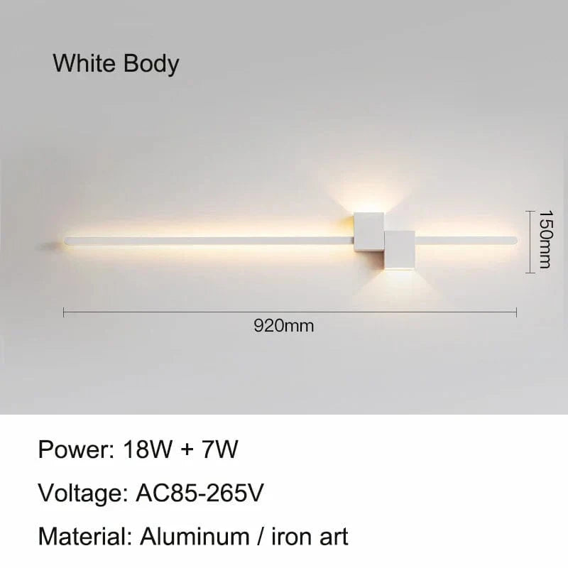 Lampe LED Murale Longue Bande Applique Intérieure - Moderne et Minimaliste | Marco Lucetti 18W Blanc / Blanc froid (5 500-7 000 K).