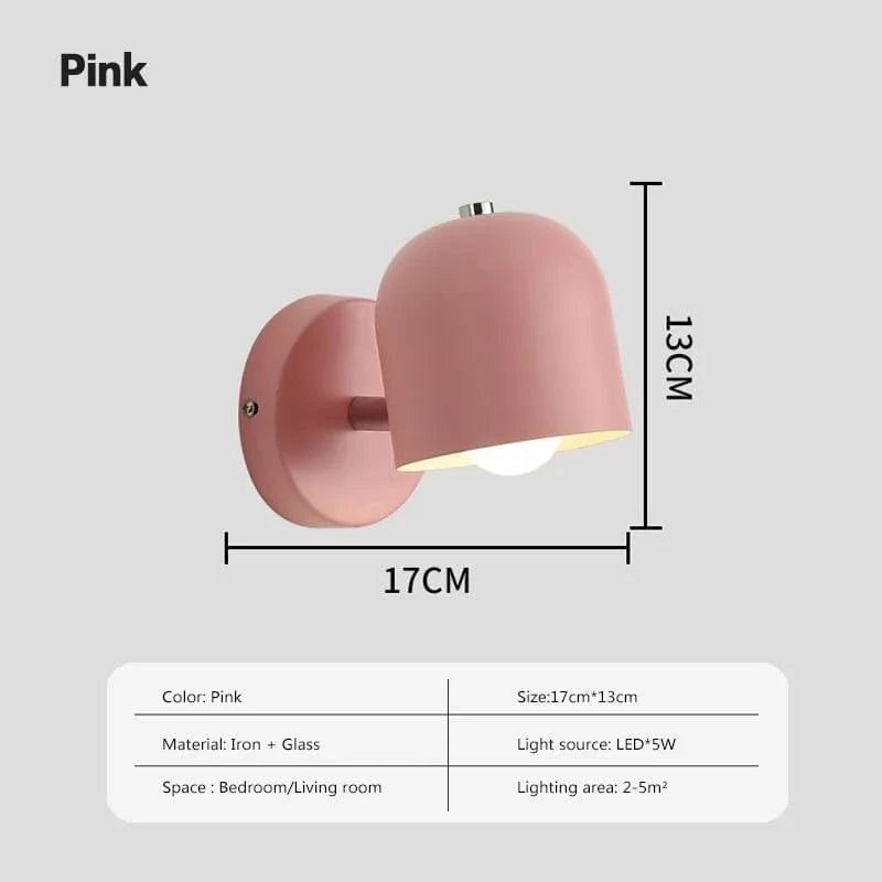 Lampe LED Nordique Macaron - Lampe Murale Rotative pour Chevet et Salon - Luminaires Intérieurs LED Lustre | Marco Lucetti LWL136 Rose / Sans ampoule