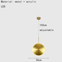 Lampe LED ronde en métal style art déco avec fil ajustable  | Marco Lucetti Modèle B-30cm / Lumière blanche