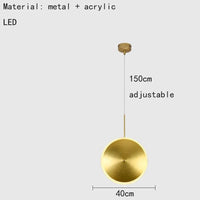 Lampe LED ronde en métal style art déco avec fil ajustable  | Marco Lucetti Modèle B-40cm / Lumière blanche