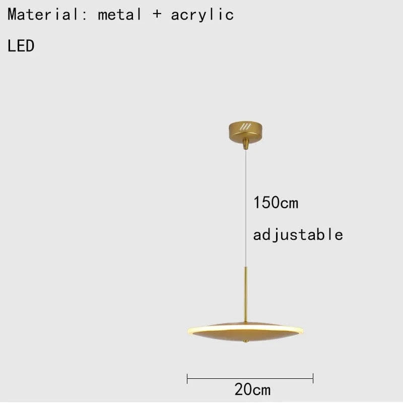 Lampe LED ronde en métal style art déco avec fil ajustable  | Marco Lucetti Style A-20 cm / Lumière blanche