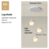 Lampe LED Suspendue Design Nordique Moderne Boule de Verre Créative - Éclairez Votre Espace | Marco Lucetti Bûche 3 têtes 29cm / Blanc chaud