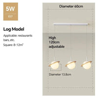 Lampe LED Suspendue Design Nordique Moderne Boule de Verre Créative - Éclairez Votre Espace | Marco Lucetti Bûche 3 têtes 60cm / Blanc chaud