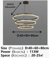 Lustre LED anneau en acrylique au design contemporain avec anneau intérieur