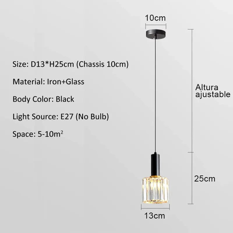 Lampe LED Suspendue en Verre Design Moderne et Décoratif | Marco Lucetti 1 tête noire / E27 (sans ampoule) / CHINE