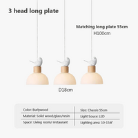 Suspension LED en verre design nordique avec petit oiseau créatif