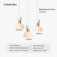 Suspension LED en verre design nordique avec petit oiseau créatif