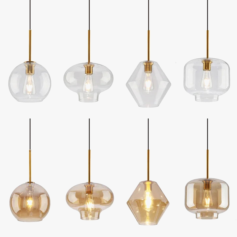 Suspension Design Nordique en Verre LED - Luminaire Décoratif d'Intérieur