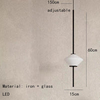 Lampe LED Suspendue en Verre Moderne avec Fil Métallique Ajustable | Marco Lucetti 1 lumière-noir / Lumière chaude 3000K