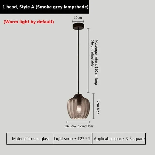 Lampe LED Suspendue en Verre Moderne | Marco Lucetti A-Gris16,5 cm