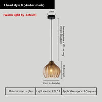 Lampe LED Suspendue en Verre Moderne | Marco Lucetti B-Ambre23cm