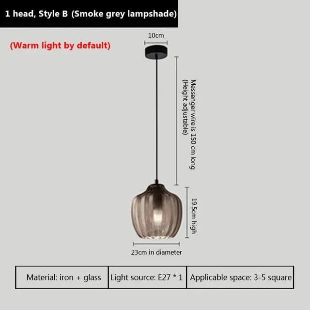 Lampe LED Suspendue en Verre Moderne | Marco Lucetti B-Gris23cm