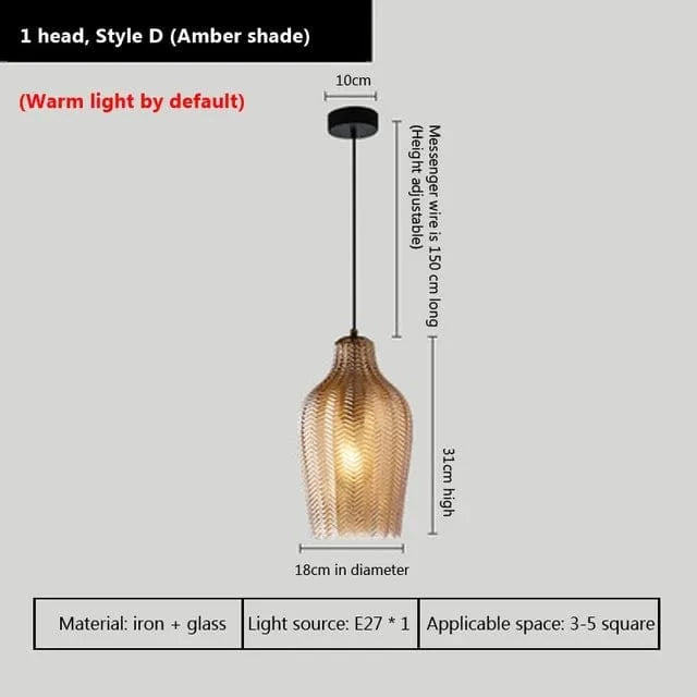 Lampe LED Suspendue en Verre Moderne | Marco Lucetti D-Ambre18cm