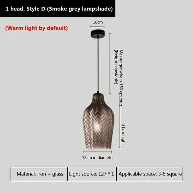 Lampe LED Suspendue en Verre Moderne | Marco Lucetti D-Gris18cm
