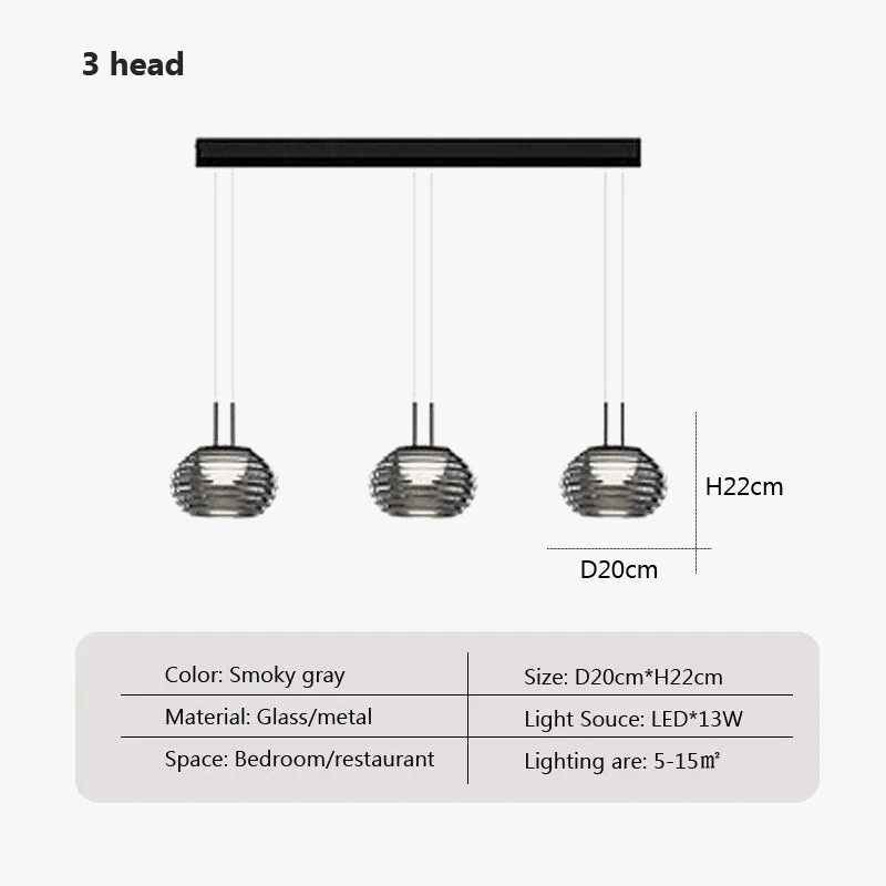 Lampe LED Suspendue Gris Fumé Moderne - 1/3 Têtes | Marco Lucetti