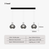 Lampe LED Suspendue Gris Fumé Moderne - 1/3 Têtes | Marco Lucetti