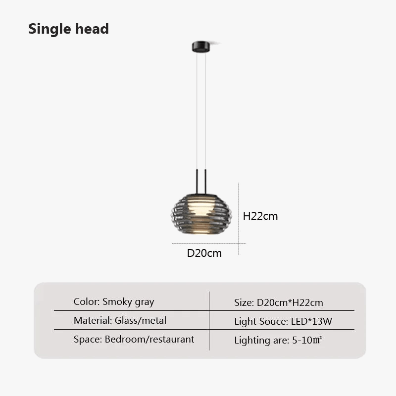 Lampe LED Suspendue Gris Fumé Moderne - 1/3 Têtes | Marco Lucetti