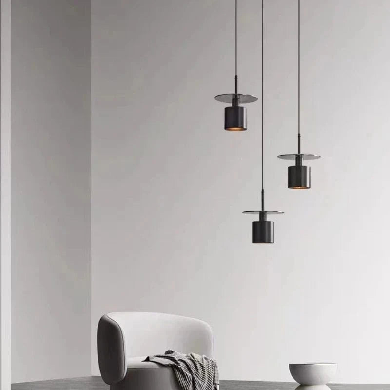 Lampe Led Suspendue Laiton Noir avec Cordon Cuivre Réglable. | Marco Lucetti