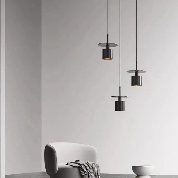 Lampe Led Suspendue Laiton Noir avec Cordon Cuivre Réglable. | Marco Lucetti