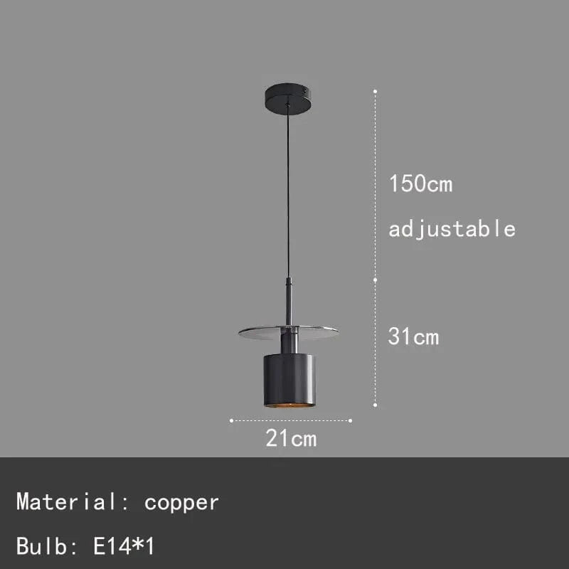Lampe Led Suspendue Laiton Noir avec Cordon Cuivre Réglable. | Marco Lucetti B-Avec ampoule E14 / 5000K