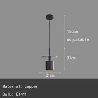 Lampe Led Suspendue Laiton Noir avec Cordon Cuivre Réglable. | Marco Lucetti B-Avec ampoule E14 / 5000K