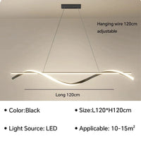 Lampe LED Suspendue Luxe - Design Moderne - Luminaire Décoratif Haut de Gamme - Idéal pour Hôtel | Marco Lucetti Noir 120CM / Blanc froid (pas de RC)