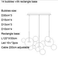 Lustre LED Boules en Verre Design Moderne Éclatant