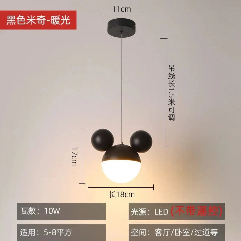 Lampe LED suspendue Mickey pour soin des yeux des enfants. | Marco Lucetti Noir