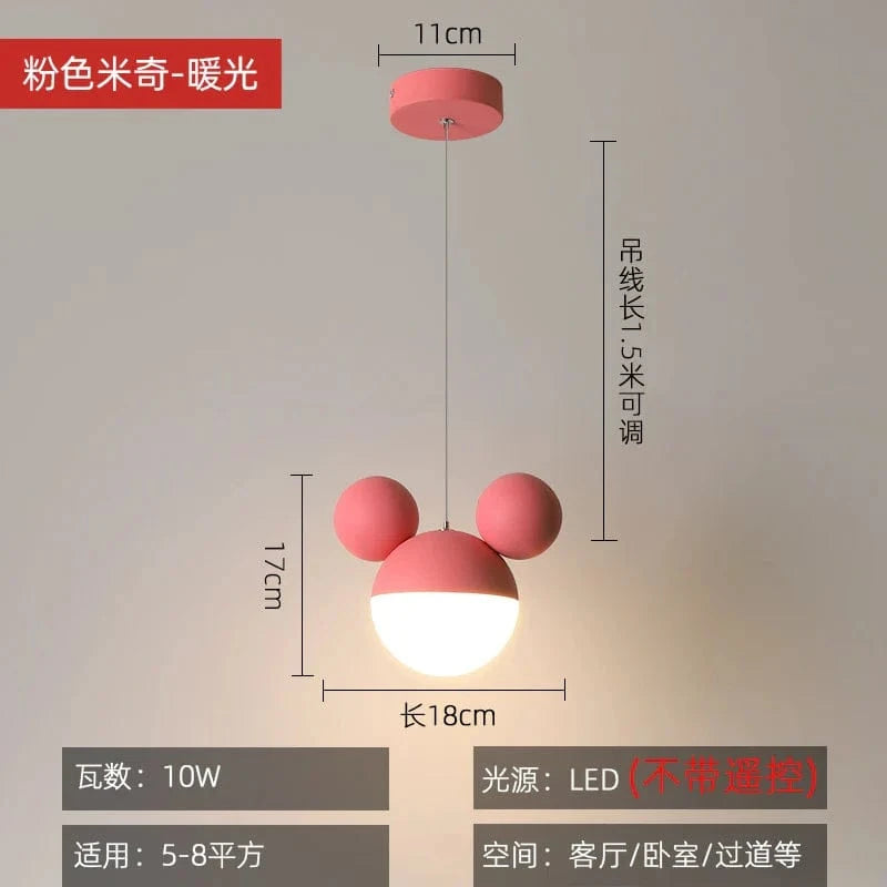 Lampe LED suspendue Mickey pour soin des yeux des enfants. | Marco Lucetti Rose