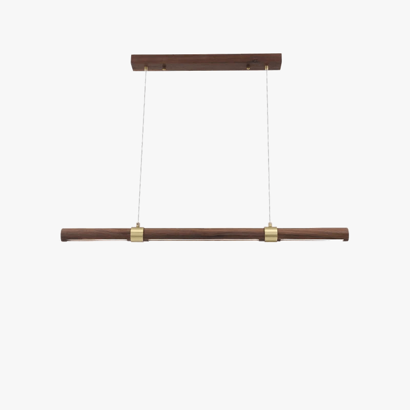 Lampe LED Suspendue Minimaliste Imitation Bois et Métal avec Hauteur Réglable