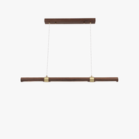 Lampe LED Suspendue Minimaliste Imitation Bois et Métal avec Hauteur Réglable