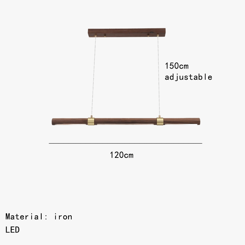 Lampe LED Suspendue Minimaliste Imitation Bois et Métal avec Hauteur Réglable