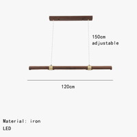 Lampe LED Suspendue Minimaliste Imitation Bois et Métal avec Hauteur Réglable
