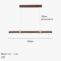 Lampe LED Suspendue Minimaliste Imitation Bois et Métal avec Hauteur Réglable