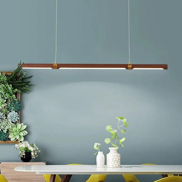 Lampe LED Suspendue Minimaliste Imitation Bois et Métal avec Hauteur Réglable | Marco Lucetti