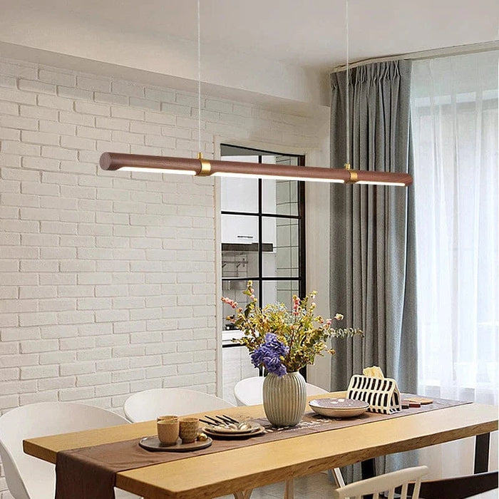 Lampe LED Suspendue Minimaliste Imitation Bois et Métal avec Hauteur Réglable | Marco Lucetti