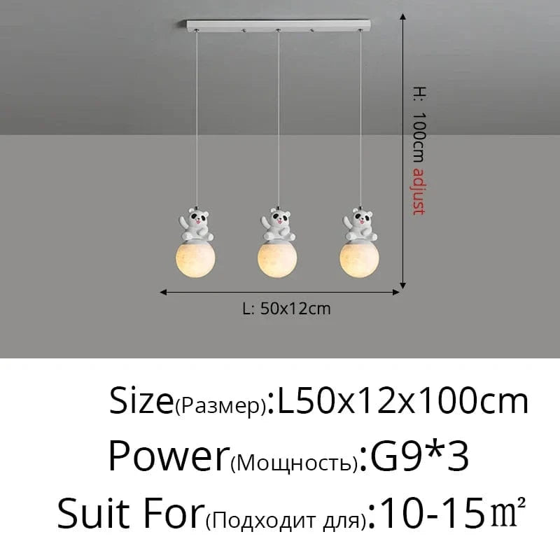 Lampe LED suspendue Ours Mignon | Marco Lucetti A 3 têtes / Trois couleurs
